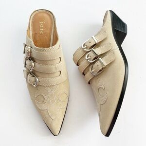 Joie Cabery Western buckle Block Heel Mule birch